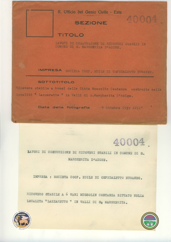 1939 10 09 Santa Margherita d&#039;Adige LAVORI COSTRUZIONE RICOVERI id_40004 2b retro
